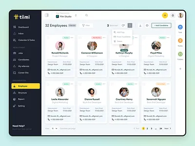 Tiimi - Employee List for a SaaS HR Management System business candidate company dashboard employee hiring hr hrd hrm hrs job list management saas saas design team ui user ux webapp