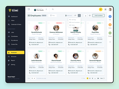 Tiimi - Employee List for a SaaS HR Management System business candidate company dashboard employee hiring hr hrd hrm hrs job list management saas saas design team ui user ux webapp