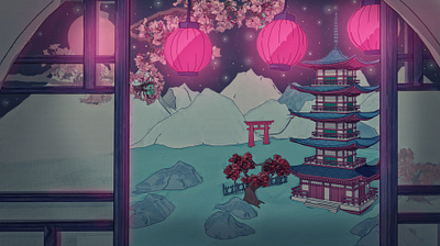 Shrine Festival at Cherry Blossom Season blossom cartoon cell cherry china festival japan japanese korea motion graphic render sakura shader toon