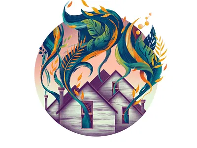 Creativity Knows No Walls colour expressive floral house illustration illustrator leaves plants procreate vibrant