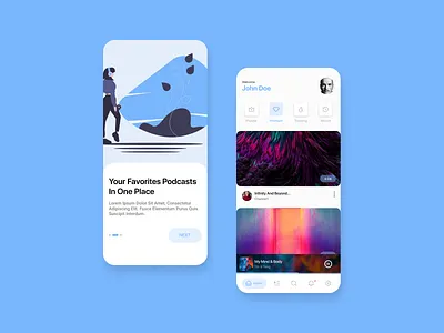 Podcast Design (Concept) app concept design design figma flat illustration media minimal music music player onboarding podcast storyboarding ui ux vector