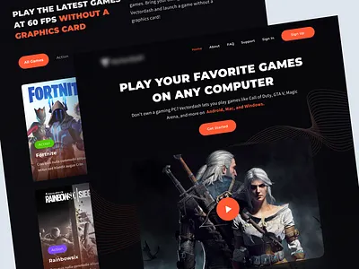 Online Gaming Platform branding dark mode development frontend development game game platform gamers gaming landing page logo nextjs online gaming ui ux web design