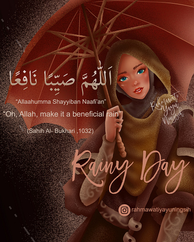 Rainy Day art beautiful beauty cute design designer digital art digital painting drawing fashion fashionable girls hijab illustration painting photoshop pretty rain rainy stye