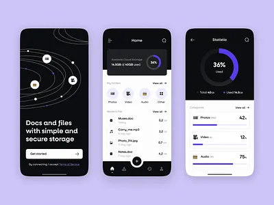 Storage mobile app app design files flat graphic home ios layo mobile statistic storage studio ui ux