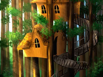 Home away from home forest illustration treehouse woods