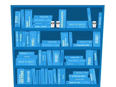 Blue bookcase design illustration