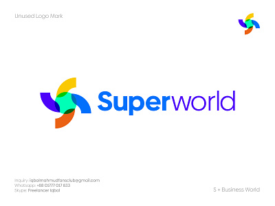 S + Business World Logo Design - Unused brand identity brand logo branding business logo creative logo designer design flat logo logo logo design logo designer logo ideas 2022 logo mark logo trends 2022 logodesign logos minimal logos modern logo monogram startup logo vector