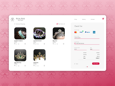 Daily UI. 002 - Checkout branding checkout concept crafts dailyui design ecommerce handmade smallbusiness tiaras ui ui design user experience user interface user interface design ux