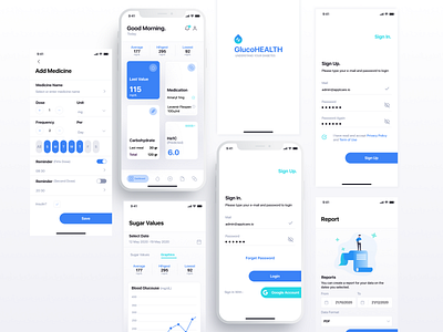 GlucoHealth Diabetes App app branding design mobile mobile app mobile app design ui uidesign uiux ux