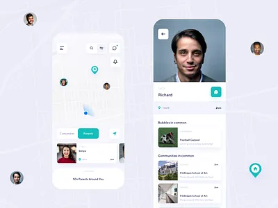Koalift Green (Social App) - Search for Parents & Parent Profile app app design design map mobile app profile ui ui design ux ux design