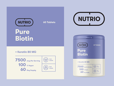 Branding & Packaging Design for Nutrio 🌱 amazon biotin branding label label design logo logo design nutrition supplement vegan vitamin wellness