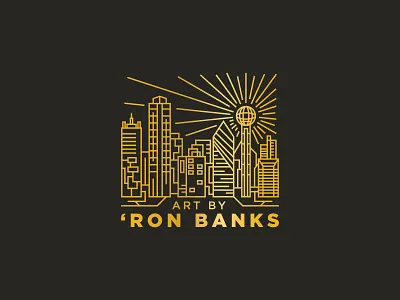 28 'Ron Banks artdeco badge buildings chrysler gold illustration logo monoline vector