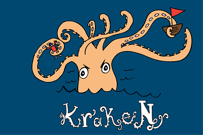 Kraken children book illustration hand drawn illustration picturebook