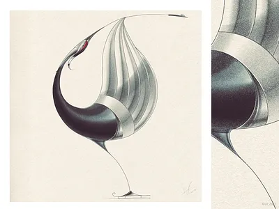 CRANE, REED & DROP OF WATER art character design design digital digital art drawing graphic hand drawing illustration imagination inspiration nature photoshop picture