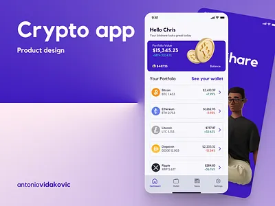 Crypto trading app - UI design 2022 app branding case study crypto app design figma ios mobile modern product design simple ui uidesign