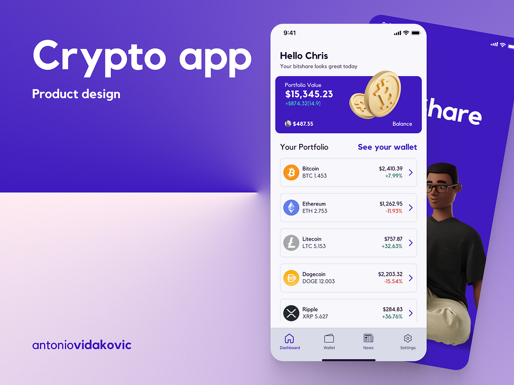 Crypto trading app - UI design by Antonio Vidakovic on Dribbble