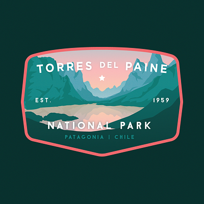 Torres Del Paine Badge badge branding chile design illustration mountain national park patagonia vector