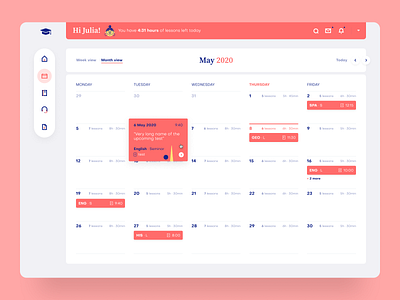 Monthly Calendar View in School Web App app app design calendar clean design interface minimal product product design school simple ui uiux ux vector web webapp