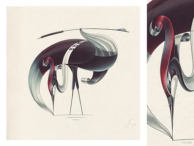 CRANE, REED & DROP OF WATER adome art character design design digital digital art drawing graphic hand drawing illustration image imagination ipadpro nature photoshop picture wacom