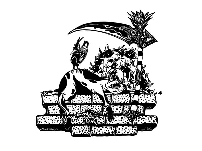 Endless Vacation cat flower illustration illustrator ipad ipad pro nature plant procreate skull