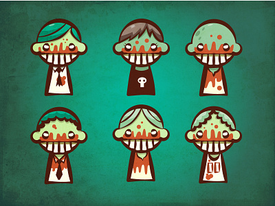 Zombie Concepts adobe illustrator cartoon character comic creepy cute follow me illustration retro retro design vector vectorart