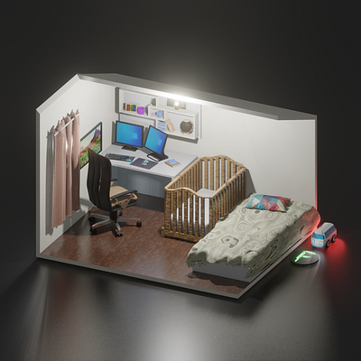 Minimalist room for a woman and baby 3d abstract competitive cyber display enjoyment first person fun game internet live streaming minimalist monitor neon online pc play portrait technology video game