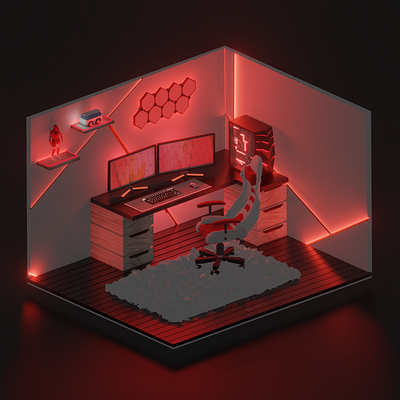 3d room design for red gaming setups 3d competitive cyber display enjoyment fun game gaming internet live streaming monitor neon online pc play portrait red setups technology video game