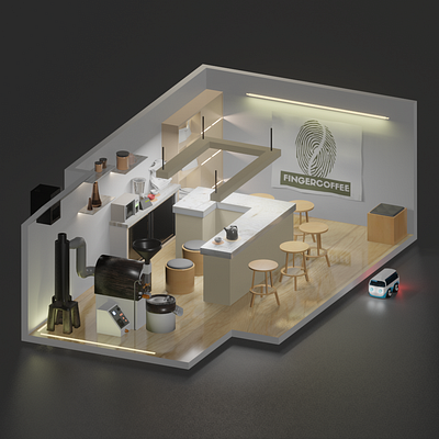 Coffee Shop Minimalist 3D Design 3d background breakfast cafe coffee cuisine cup design drink espresso food illustration isolated lunch morning set shop table tea white