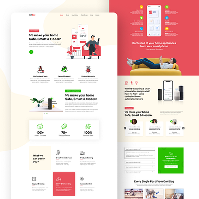 Intelli | Smart Home Landing Page advance clean clean design figma home automation latest design 2020 minimalistic smart home smarthome ui ui design ux website design white design