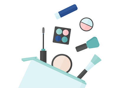 Day 149 - 366 Days of Illustration Challenge - MintSwift brush concealer cosmetics cosmetics bag digital illustration eyeshadow flat design flat illustration flatdesign illustration illustrator makeup makeup bag mascara mascara brush mintswift nail polish pouch powder vector illustration