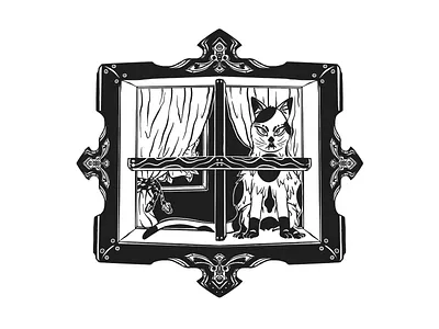 Always Watching building cat illustration illustrator ipad ipad pro procreate widow