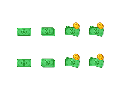 Collection of usd cash icons bucks cash coin design dollar figma green icon icons money sketch ui usd vector