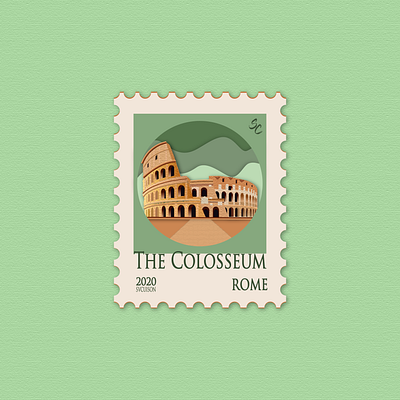 18 - The Colosseum, Rome - Post Stamp art artwork design icon illustration illustration art illustrations illustrator rome stamp stamp design the colosseum