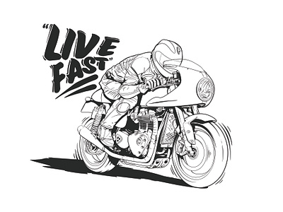 "Live Fast" - Cafe Racer Poster bike design illustration minimal motorcycle poster retro triumph typography vector