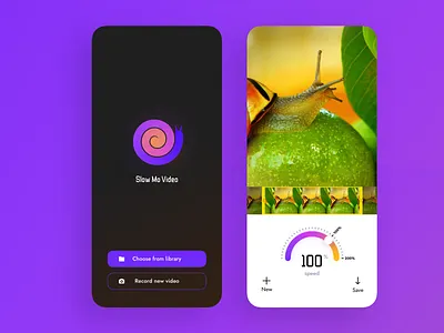 Slo-Mo Video app editor ios mobile mobile app photo playback player slow motion slowmotion snail speed speedometer tool ui video edit video editor video maker video tool visual design