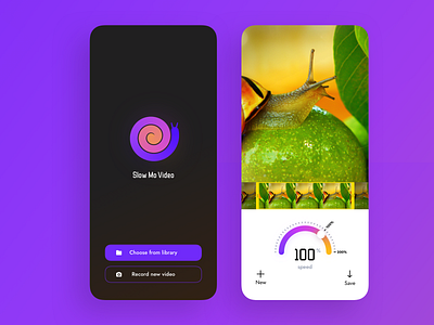 Slo-Mo Video app editor ios mobile mobile app photo playback player slow motion slowmotion snail speed speedometer tool ui video edit video editor video maker video tool visual design