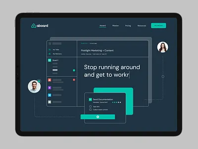 Aboard Hero aboard app collaboration document hero web design illustration info layout postlight tasks team together tool typography ui unfold web design work workflow
