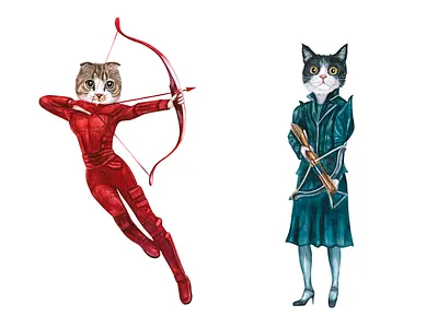 Sagittarius cats animal cat cute design funny illustration pet pets sagittarius watercolor watercolor art