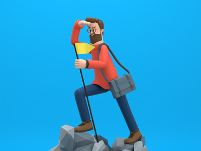 Climb 3d c4d character climb design illustration person render