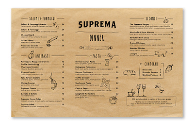 Menu design for a NYC restaurant design food illustration illustration illustration design menu menu design restaurant menu typography