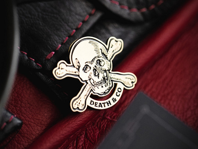 Death & Co. bar barware branding case study cocktails death co enamel pin gold illustration letterpress m.c.pressure merch moverandshaker pin skulls