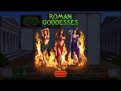 Boot Screen for Roman Goddesses slot game 3d animation gambling art gambling design game designer graphic design motion graphics ui