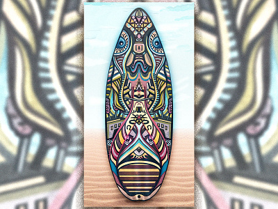 Custom Surfboard Illustration art artist design digital art drawing fine art fine arts gouache illustration illustrator painting pattern pattern art pattern design patterns photoshop photoshop art sport surfing watercolour