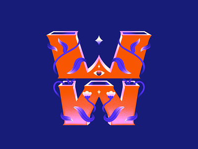 W - 36 days of type 2d 36daysoftype character design flowers illustration letter lettering plants procreate symmetry typo typography w