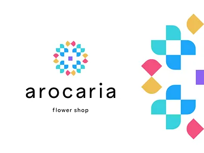 arocaria abstract bloom blossom blossoms branding floral flower flowers geometric identity logo mark modern symbol