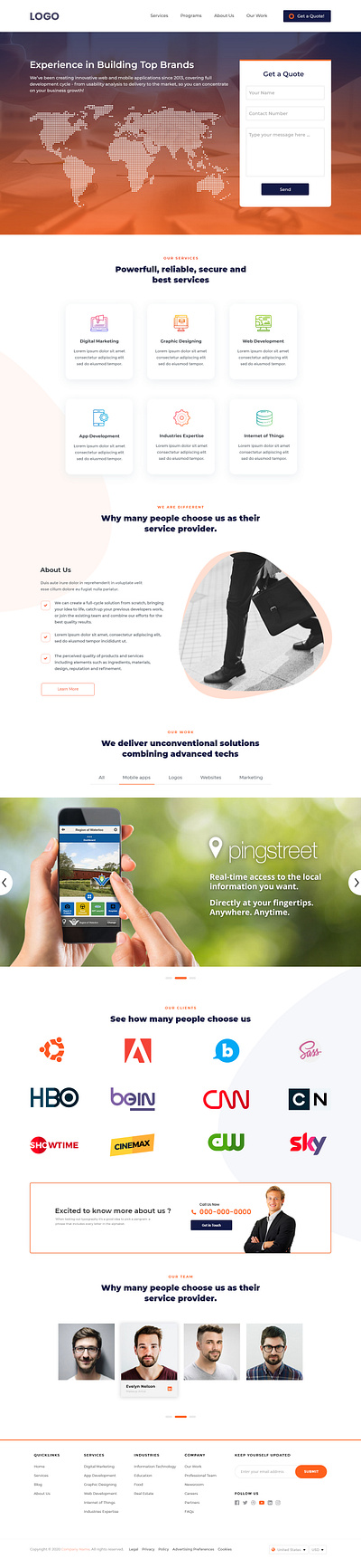 IT company Landing Page design business clean creative design graphic design it landing page mockup ui website website design