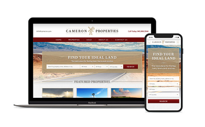 Land broker website theme design brokerage graphic design land logo properties ranch real estate responsive web design website design