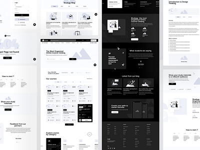 Wireframes For Learning Platform 404 cards catalog clean concept cta education flow illustration interface learning learning platform minimal ui ux web webdesign wireframes