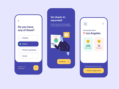 COVID-19 Mobile App app covid covid19 ill iphone mobile questionnaire screen sick statistics steps success ui