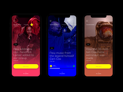 Festival app concept app application festival festival app gradients incentro kendrick lamar mobile music news newsfeed player social ui ux